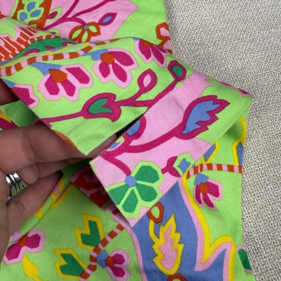 Ralph Lauren Black Label Paisley Capri Pants Women 12 Green Pink Cotton Slacks - Picture 6 of 11